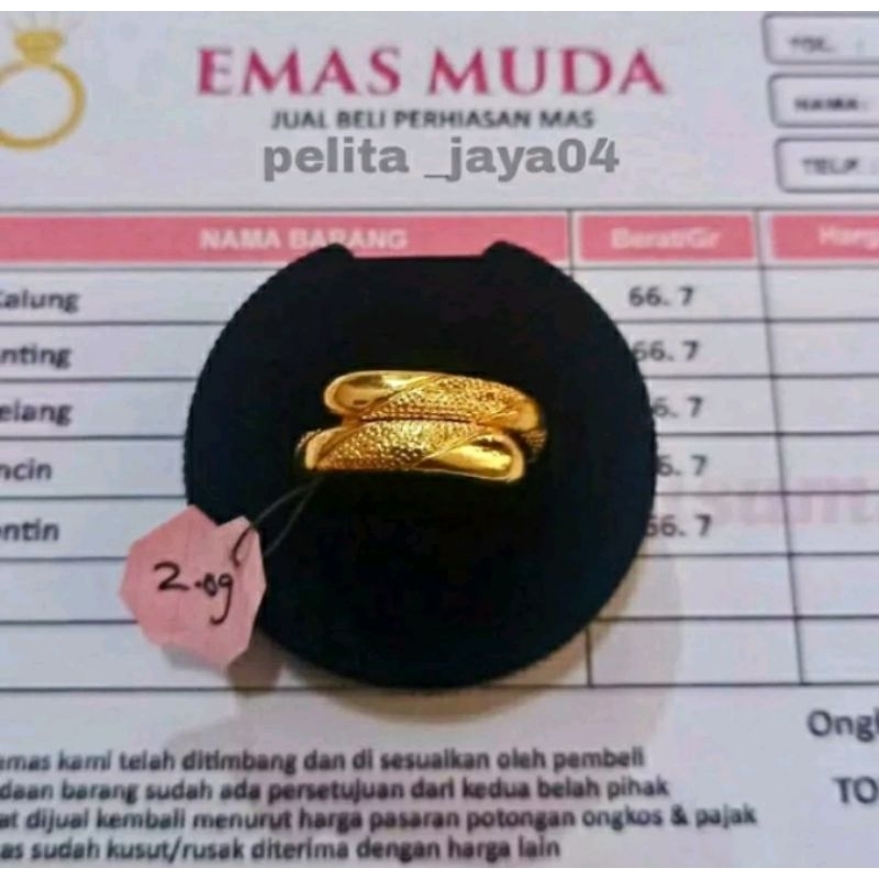 Cincin emas mudah berlapis kadar rendah free surat