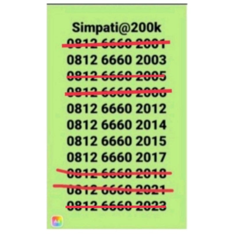 Nomor cantik simpati seri tahun08** 6660 ****(2003,,2012,2014,2015,2017)can-kartu-perdana-telkomsel
