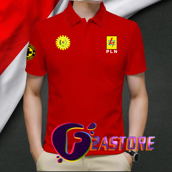 BAJU kerah model Kaos Kerah PLN SAFETY FIRST Depan LOGO PLN - BAJU PLN  logo safety first - F2ASTORE