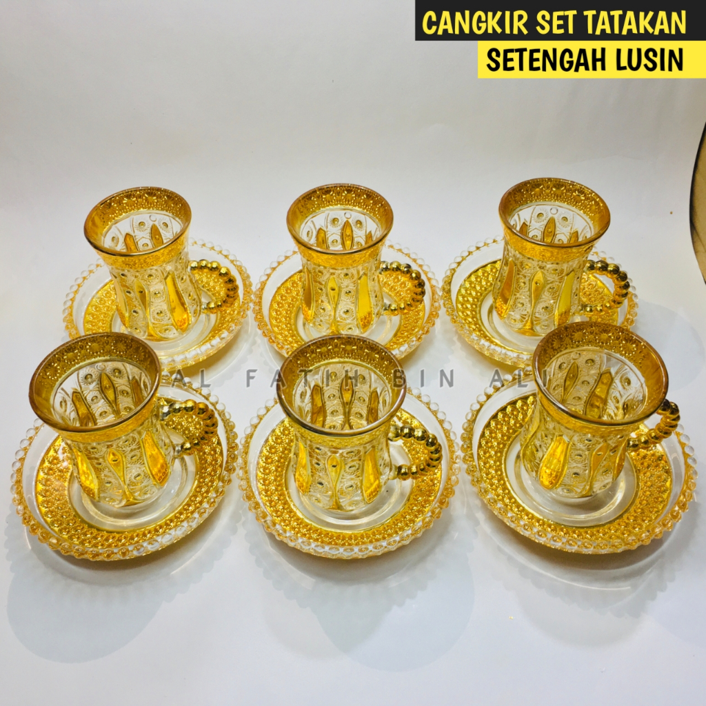 Cangkir Set Tatakan Cantik Gelas Teh Turki Mewah