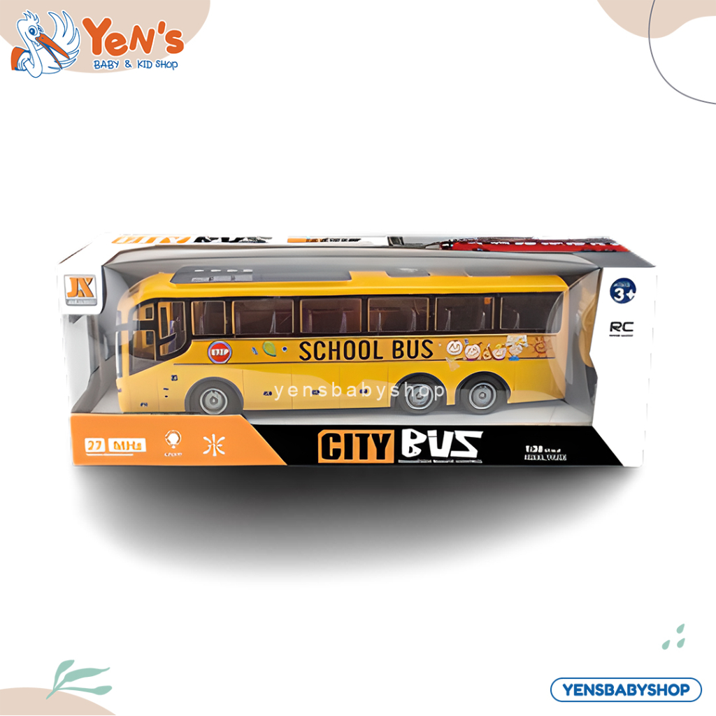 Mainan Mobil Remot Kontrol RC 195 Truk Bus Sekolah Lampu LED