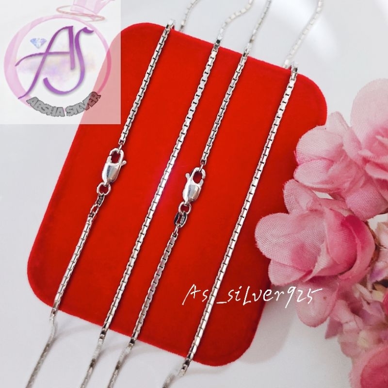 KALUNG PERAK ITALY SANTA 45CM ASLI SILVER 925 LAPIS MAS PUTIH -KALUNG PRIA WANITA/UNISEX