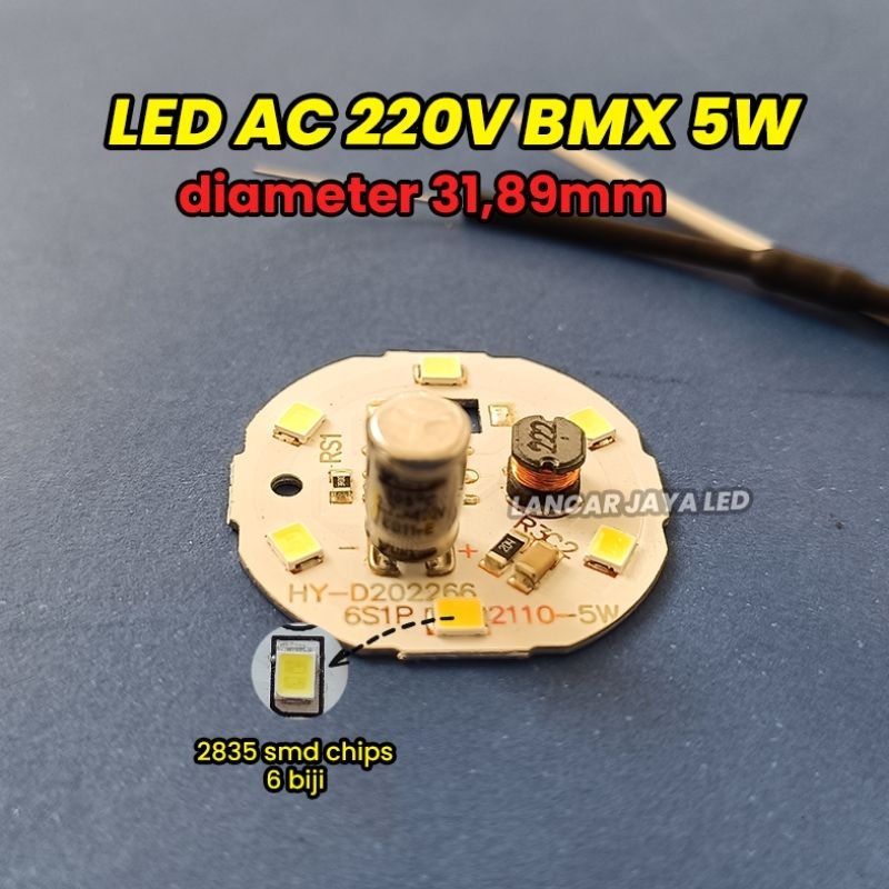 PCB LED AC BMX 5W Sparepart Lampu LED