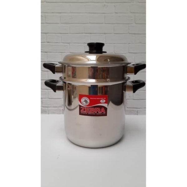 Unik ZEBRA DOUBLE BOILER 20 CM STAINLESS SUS304 PANCI 2 GAGANG 173220 Berkualitas