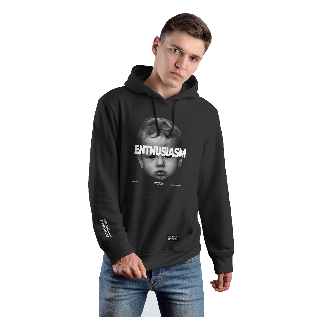 Terlaris Dezirose Sweater Hoodie Enthusiasm Pria Distro Hitam Fleece Tebal Premium Hoodie Cowok Size