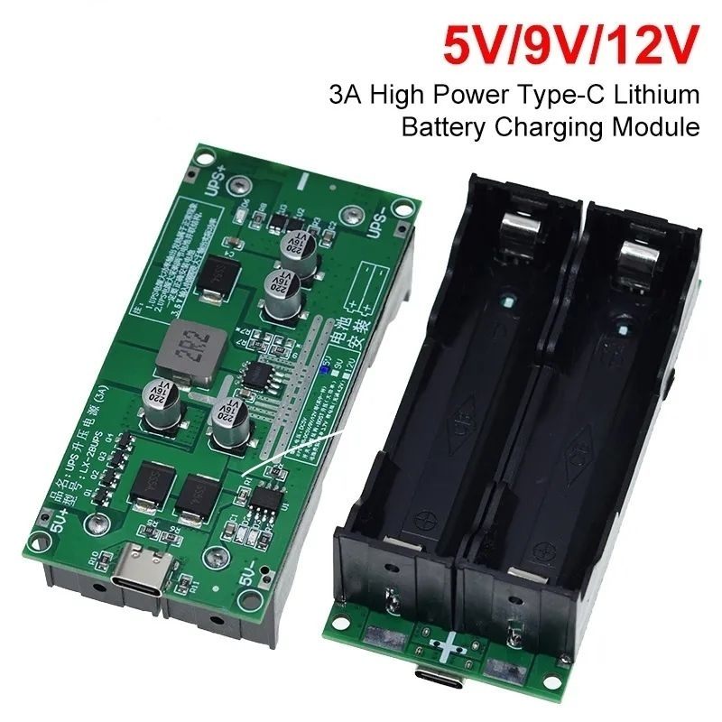 Type-C mini UPS DIY module 18650 lithium battery charger baterai DC-DC step up buck converter