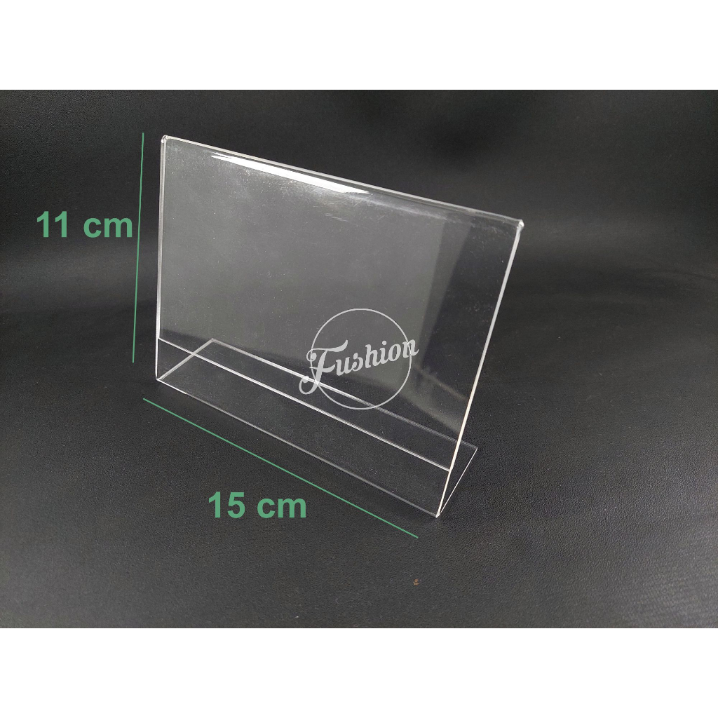 

Akrilik Tempat Brosur A6/Acrylic Tent Card Holder Stand / Qris Stand / Tempat Kertas 1sisi A6 Type-L (miring) Landscape Mendatar Tidur