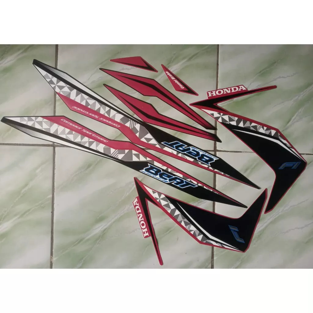 stiker striping honda beat fi iss 2017 magenta lis body original