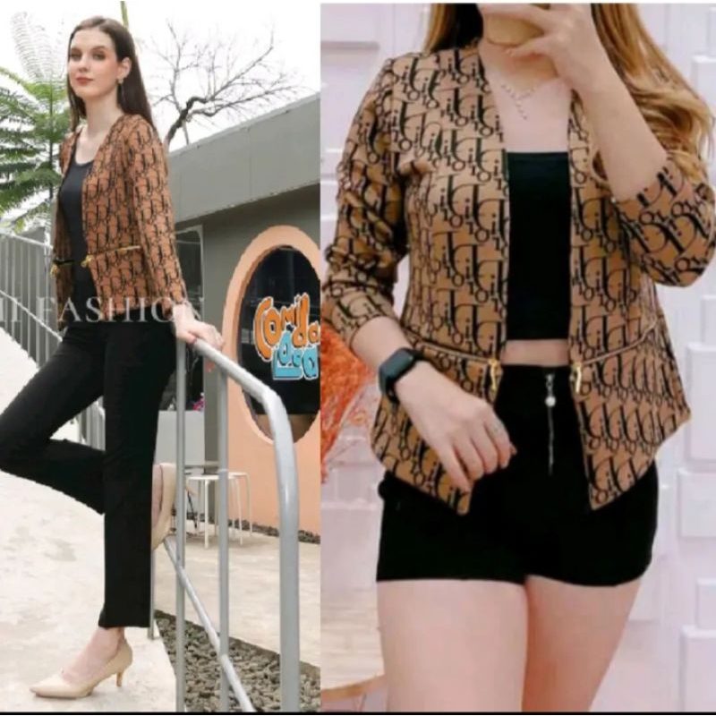 Blazer wanita import//blazer rompi scuba Bangkok//blazer rompi zipper