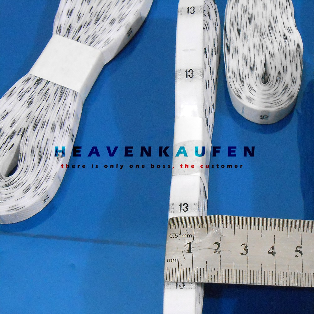100 pcs per rol Label Size angka 13 s/d 24 putih ukuran baju pakaian tag pita woven bordir