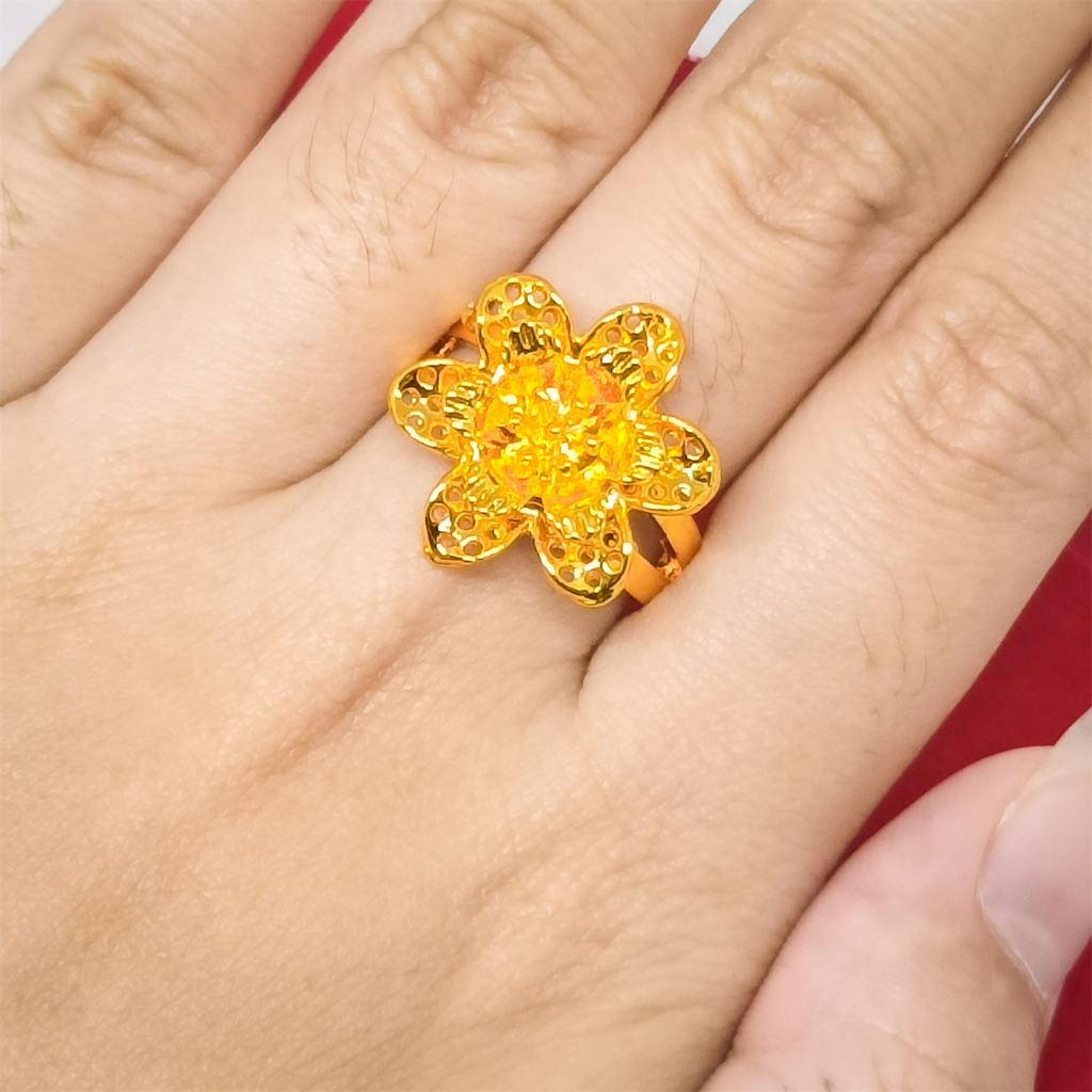 Cincin Bunga model terbaru lapis emas 24k gold polos fashion dubai xuping Perhiasan