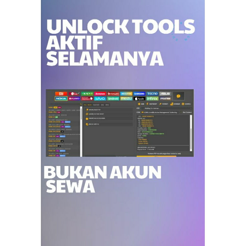 UNLOCK TOOL NEW 2023 PERMANEN AKTIF
SELAMANYA BISA PINDAH PC