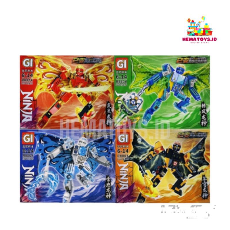 Mainan Anak Edukatif Lego Robot Ninjago 4in1 Mainan edukasi Brick Ninja Robot Kai Cole Jay Zane