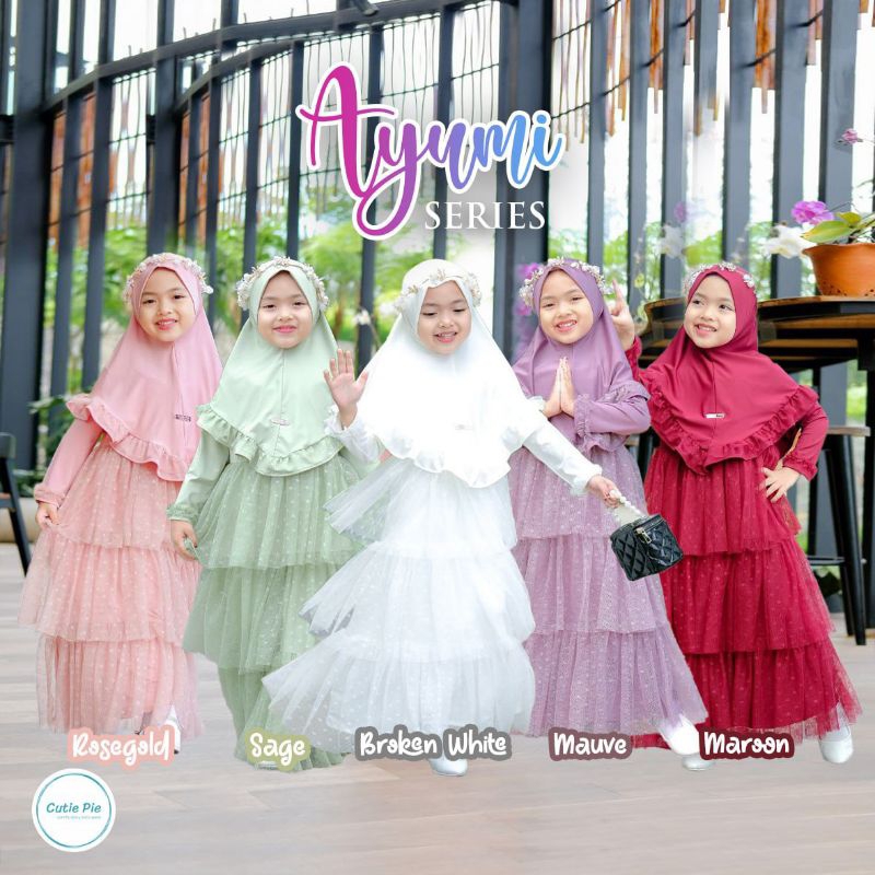 Gamis Anak Ayumi Dotty By Cutie Pie | Set Baju Gamis Anak Brokat Mewah