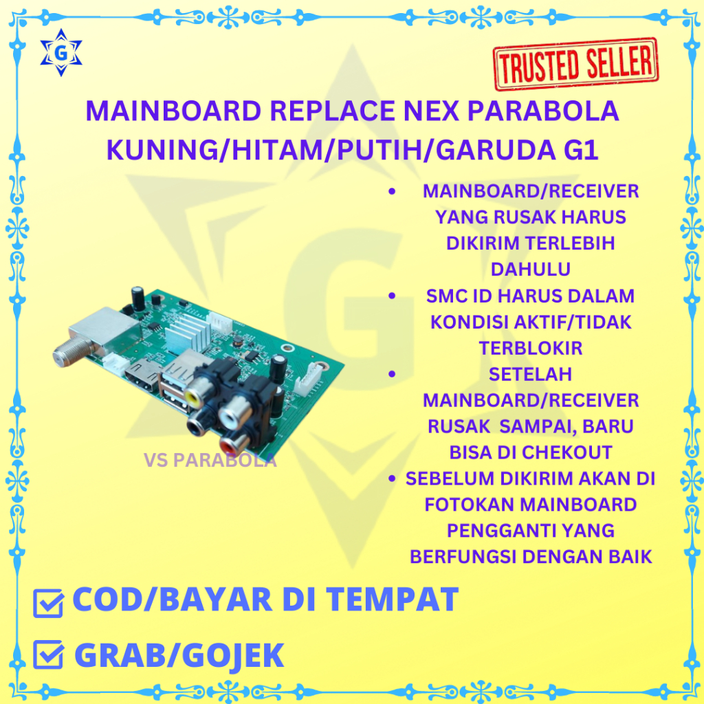 REPLACE MAINBOARD/RECEIVER NEX PARABOLA KUNING/HITAM/PUTIH/GARUDA G1