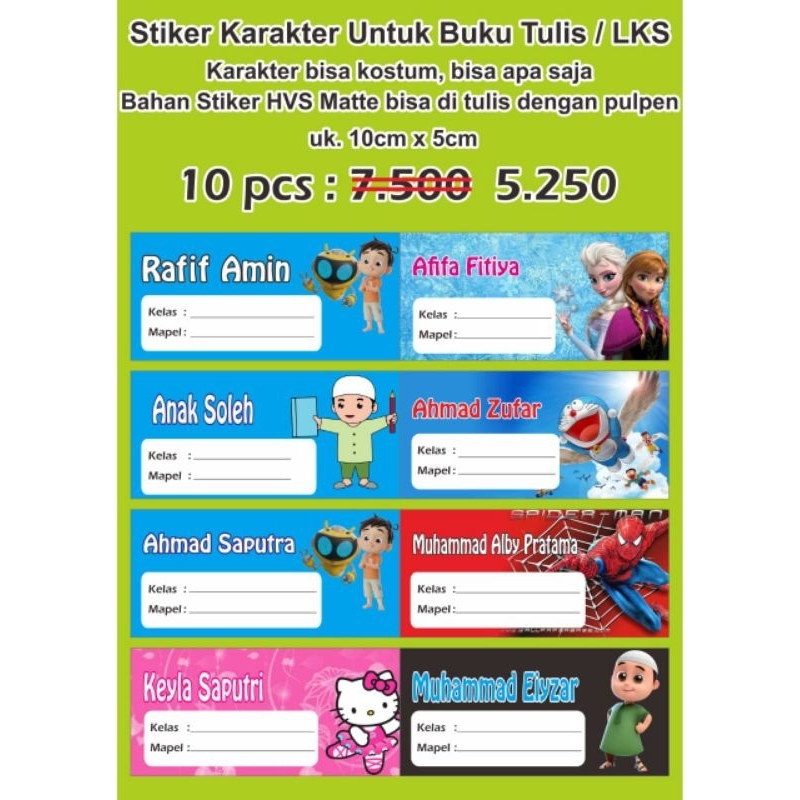 

Stiker kostum Untuk Label Buku Tulis/LKS