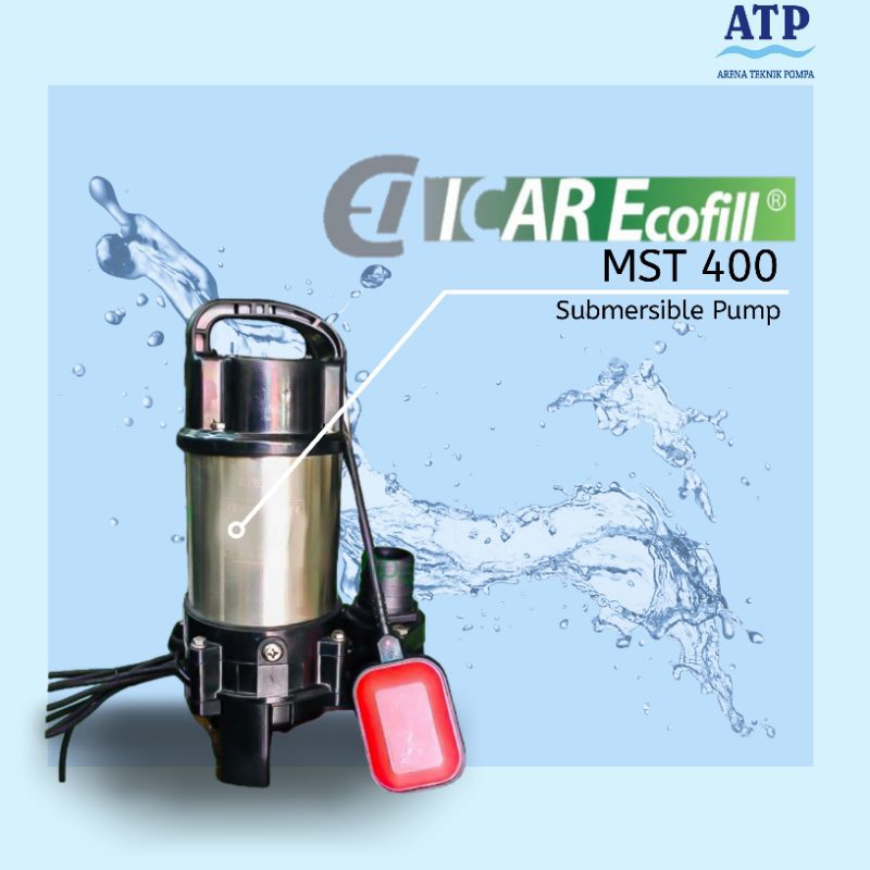 Icar Ecofill MST 400 - Pompa Air -  Celup Otomatis Pompa Kolam- Submersible Pump Automatic