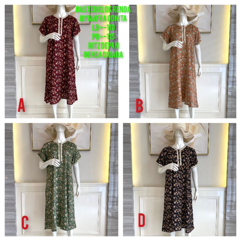 Daster Clok Renda By Nafra qonita/Daster Busui Rayon Super Soft
