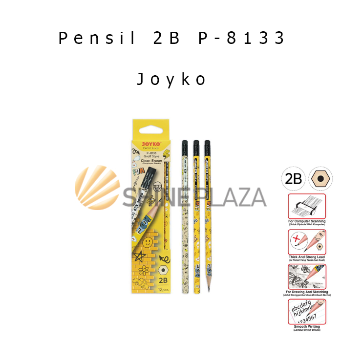 

Pensil Gambar Komputer 2B Joyko P-8133 - Drawing Graff Style Pencil Murah
