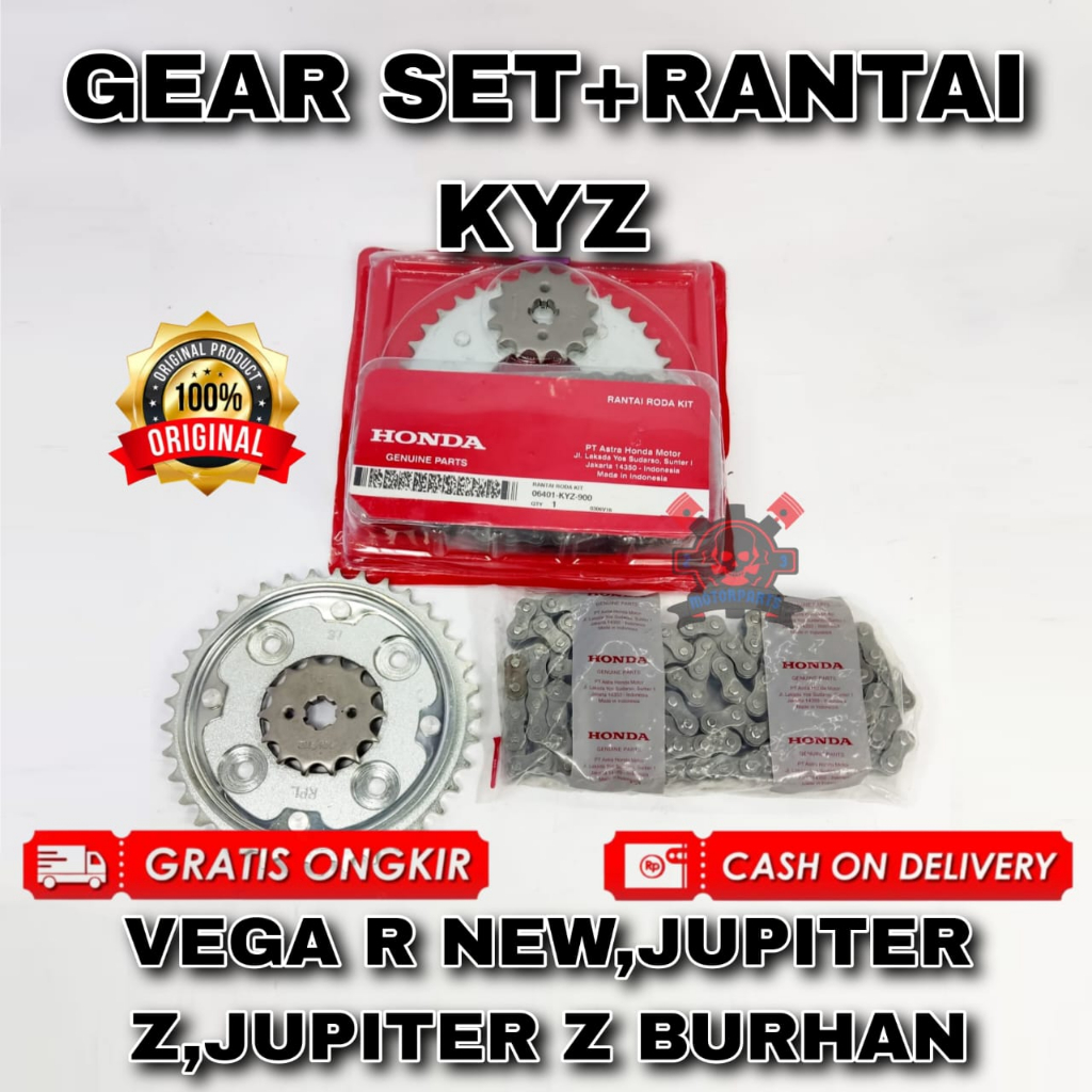 Gear Set Rantai Honda KYZ Gear Set Vega R New Jupiter Z Jupiter Z Burhan Gear+rantai Kualitas Origin