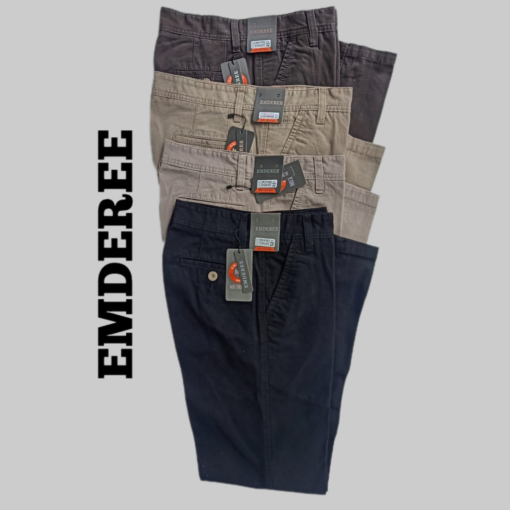 Celana Panjang Pria Reguler Katun EMDEREE 100 % Original Ukuran 27 40 Standar Bahan Kanvas Kualitas 