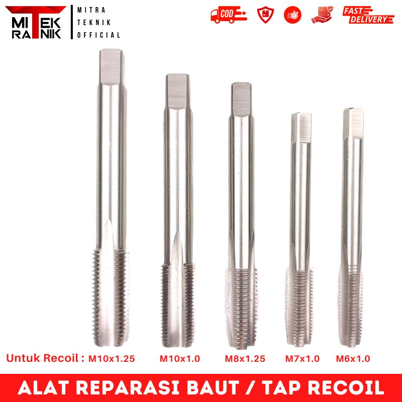 Alat Reparasi Drat Rusak Tap Recoil Baut 10 11 12 14 Recoil Busi Motor Bebek Matic