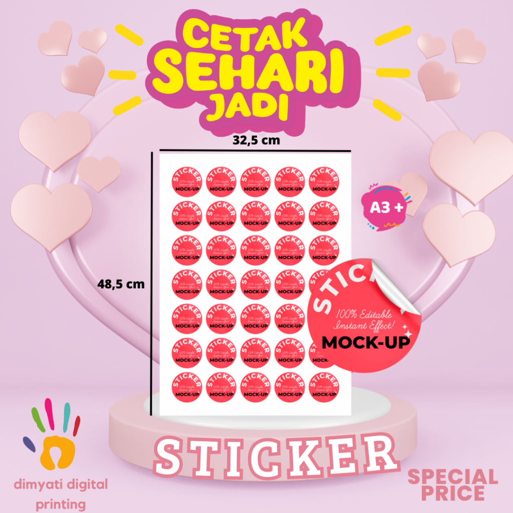 

Cetak Sticker Vinyl A3+ Anti Air - Digital Printing+Cutting - SEHARI JADI