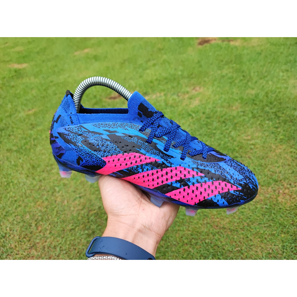Sepatu Sepak Bola Soccer Adidas Predator Accuracy.1 Paul Pogba Low FG - Lucid Blue Team Real Magenta