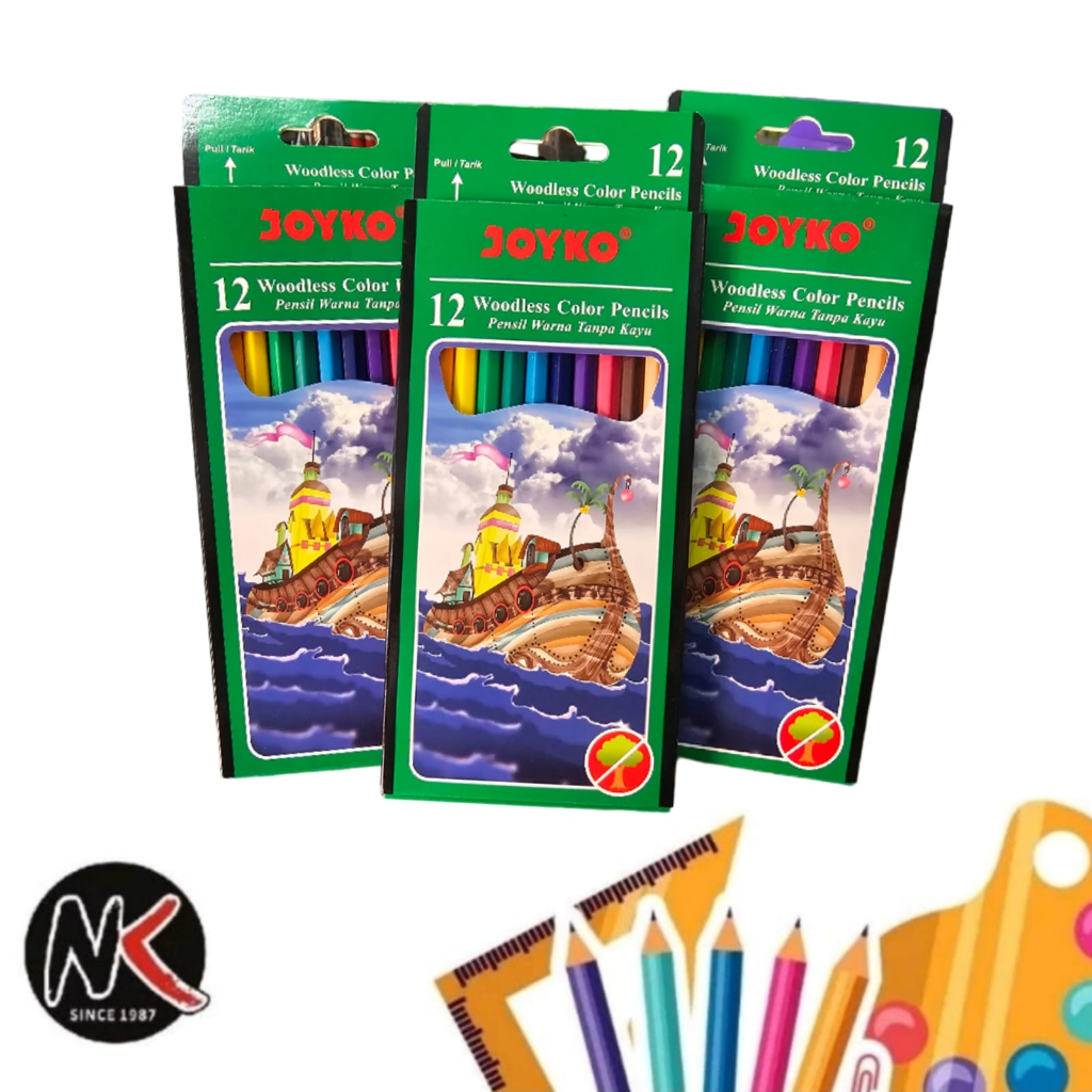 

Pensil Warna Joyko Woodless 12warna panjang/Joyko Pensil Warna Woodless Color Pencils Hexagonal Grip/Pensil Warna Joyko CP-103 /CP103