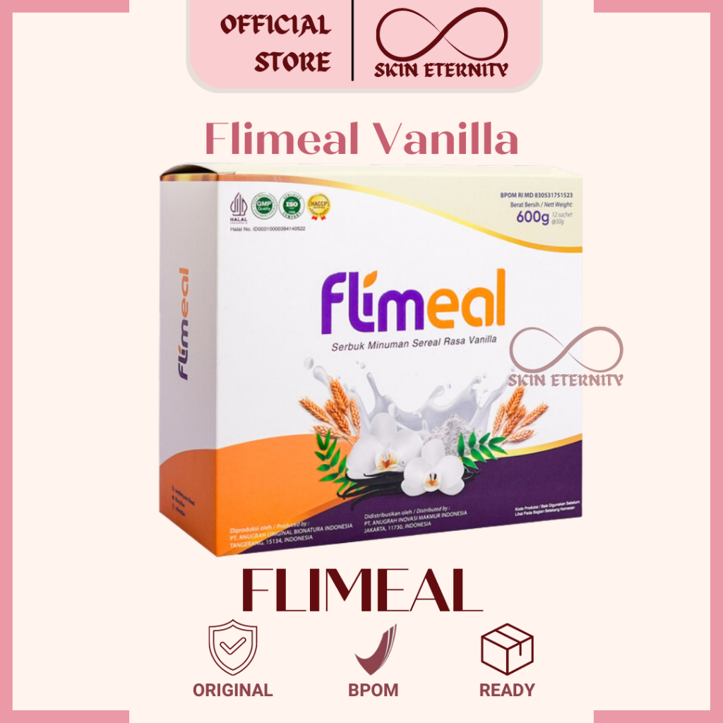 

Flimeal (Meal Replacement) - 1 Box (Isi 12 Sachet) - Vanilla flimty fiber FLIM MEAL