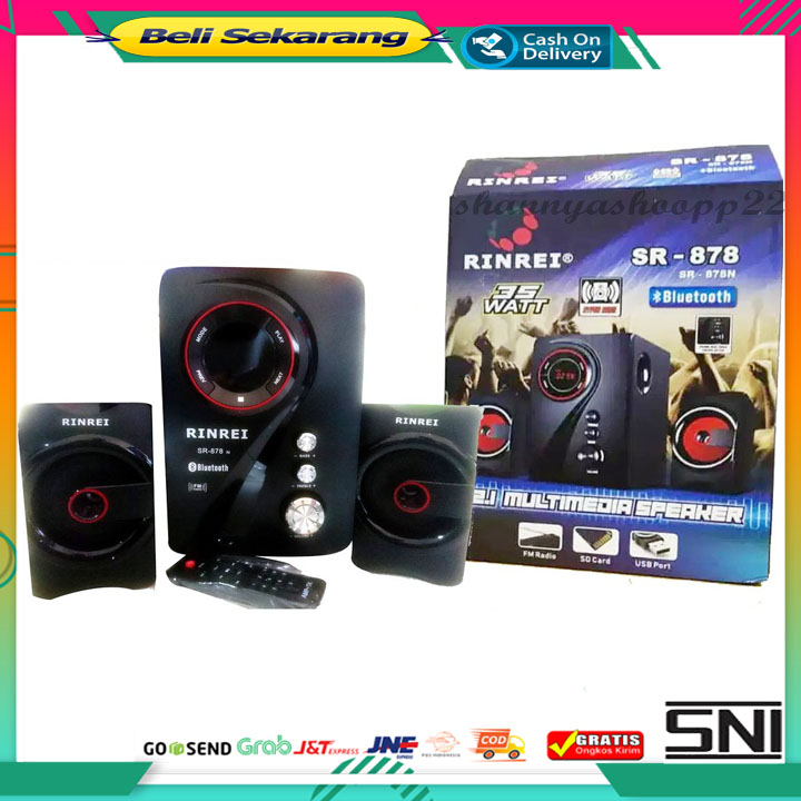 Speaker Aktif RINREI SR 878 N/SR 878C Audio Multimedia 2.1 Super Woofer Bluetooth Super Bass - USB -