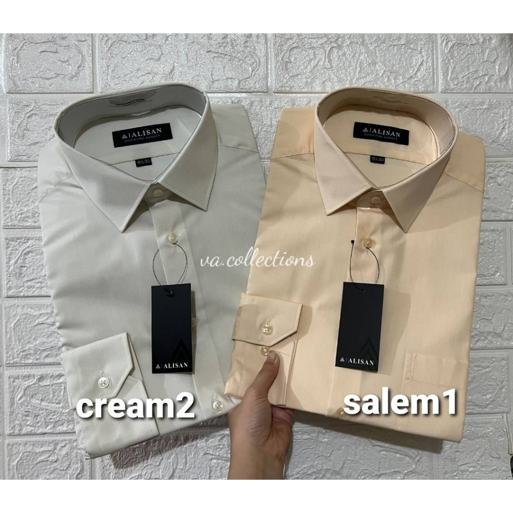 ALISAN  REGULAR - KEMEJA POLOS LENGAN PANJANG PRIA CREAM / SALEM