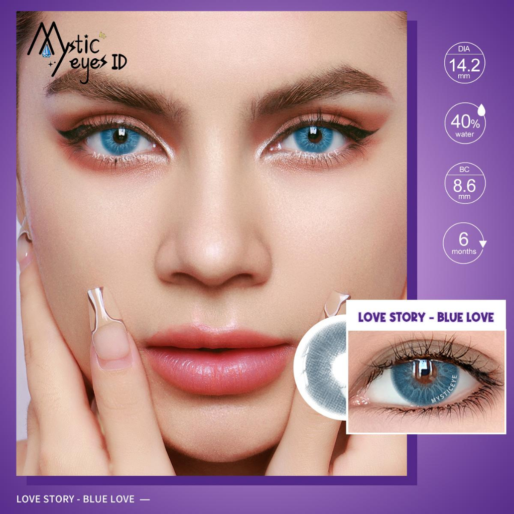 SOFTLENS SOLITAIRE  COLORED LENSES-Blue Love 14.2mm