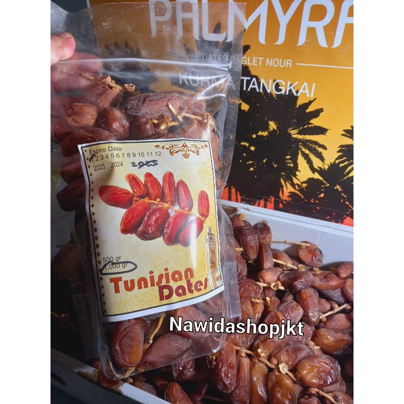 

Kurma Tunisia Tangkai 1Kg Palmyra Repack Exp 2027