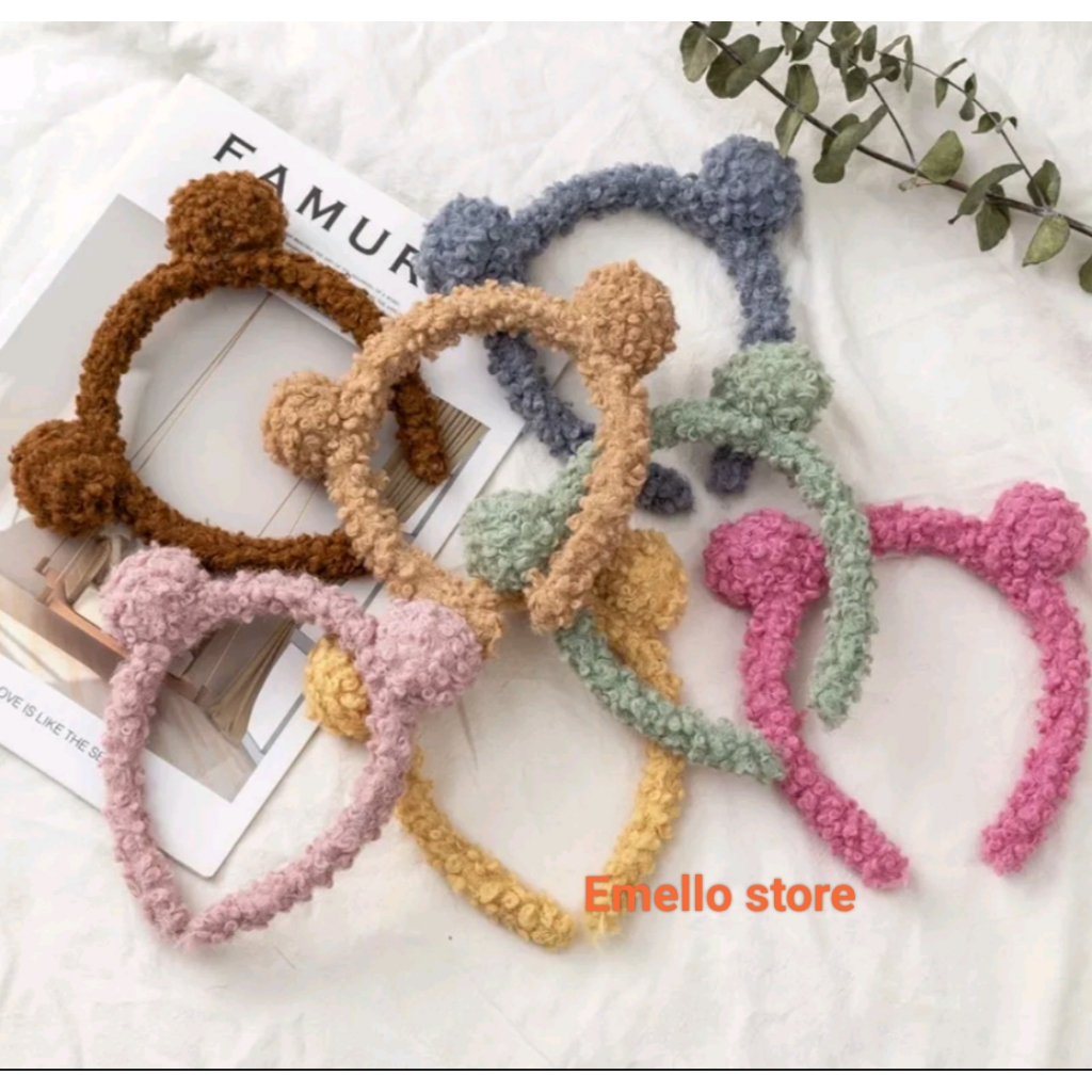Bando Karakter telinga Beruang Lucu ||bando motif Korea kekinian