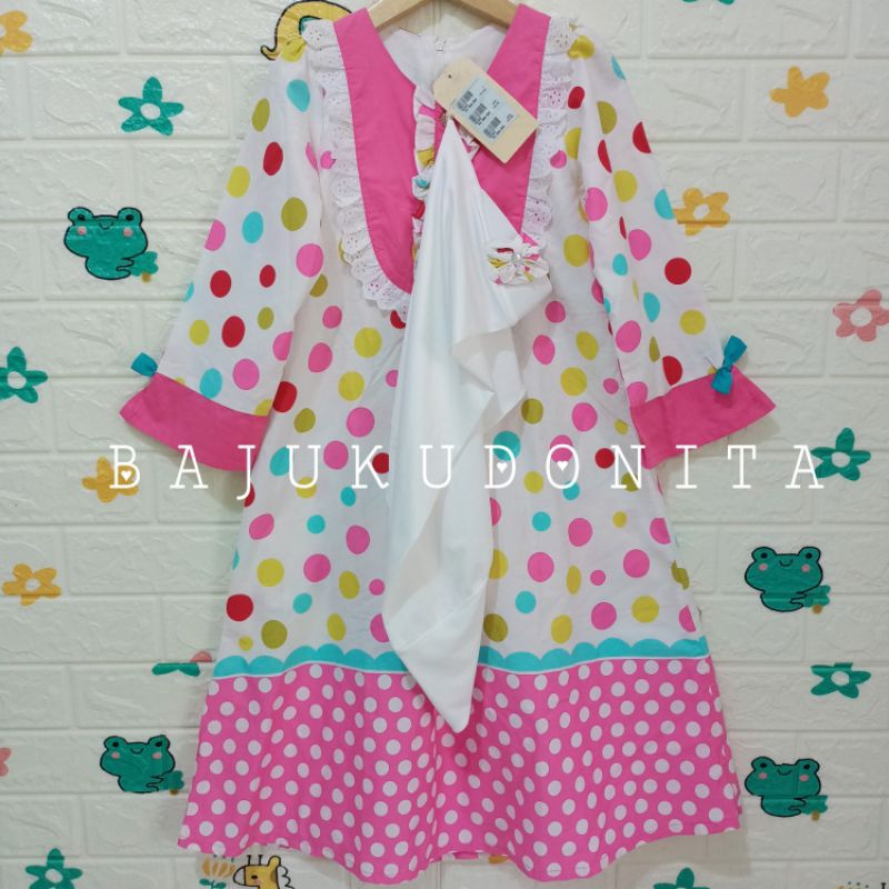 free kerudung JEDEA BY DONITA Size 6 Gamis Anak Perempuan Matahari Bahan Katun Donitakids Baju Musli