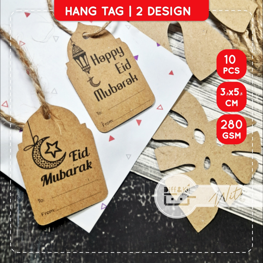 

Label Gift Hang Tag Eid Mubarak Idul Fitri Kecil Kartu Ucapan Kraft Rustic Vintage DIY Wrapping hampers packaging Packing Kado
