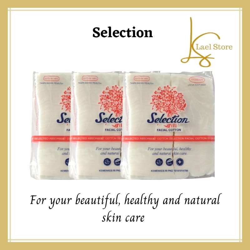 Selection Facial Catton, Kapas putih halus, lembut pembersih make up, kosmetik 100% BPOM mini 35g