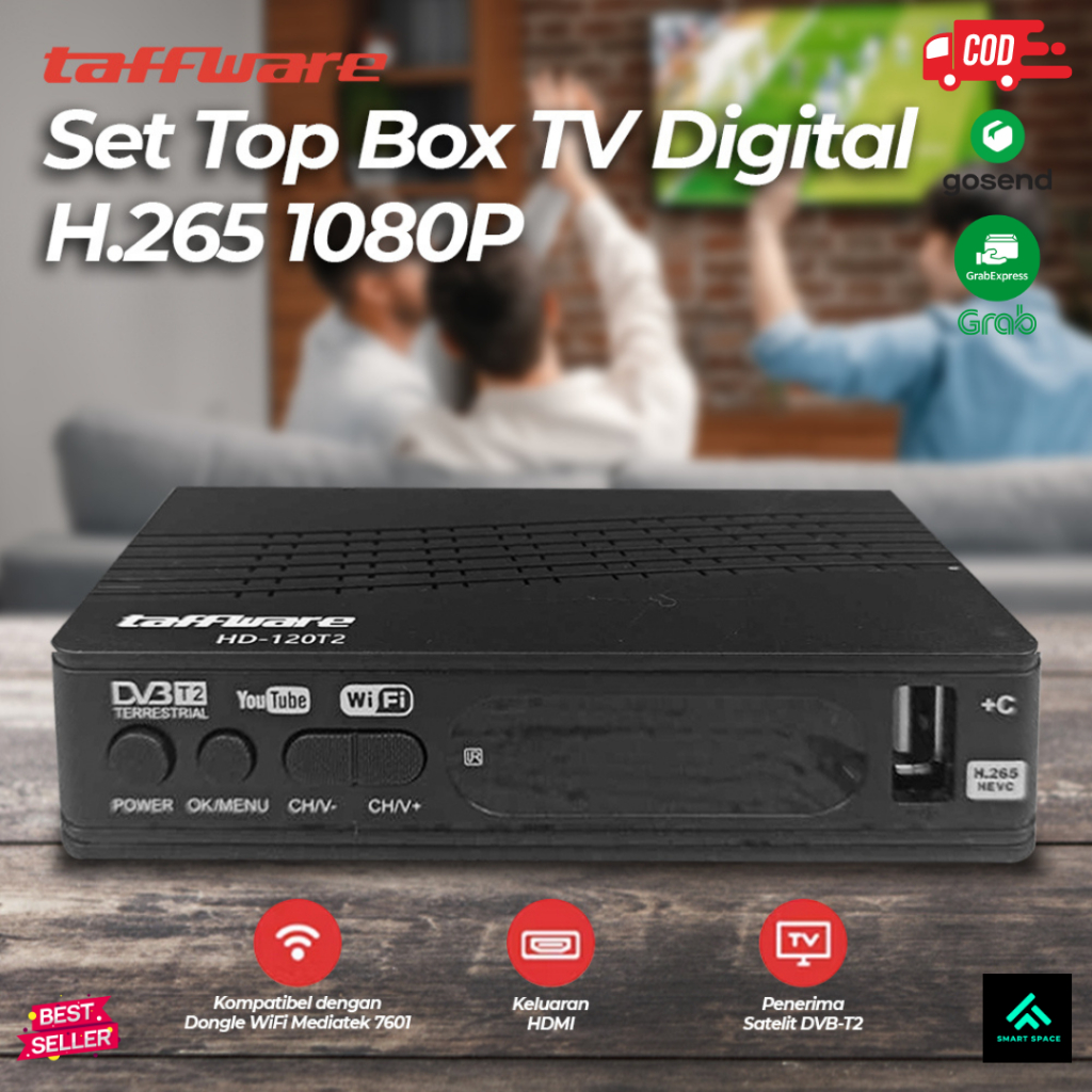 Taffware Set Top Box TV Digital H.265 1080P STB DVB-T2 TV Smart TV Android - DZ084 - Garansi 1 Tahun