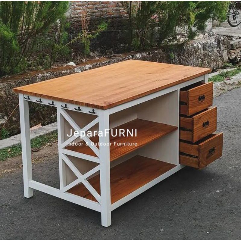 Meja dapur kayu jati jepara rak dapur