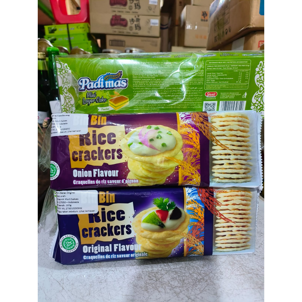 

Bin Bin Rice Crackers original dan onion 100gr