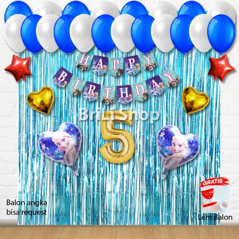 Paket Set Dekorasi Ulang Tahun Anak Perempuan Tema FROZEN Pesta Ultah ANNA ELSA