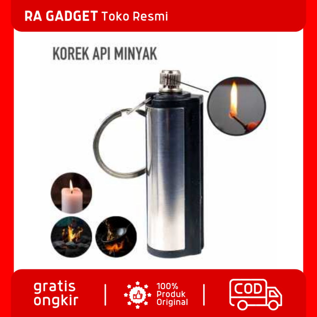 Korek Api Gantungan Kunci Mancis Minyak Outdoor Camping Waterproof / Mancis Gas Bara Isi Ulang Unik 