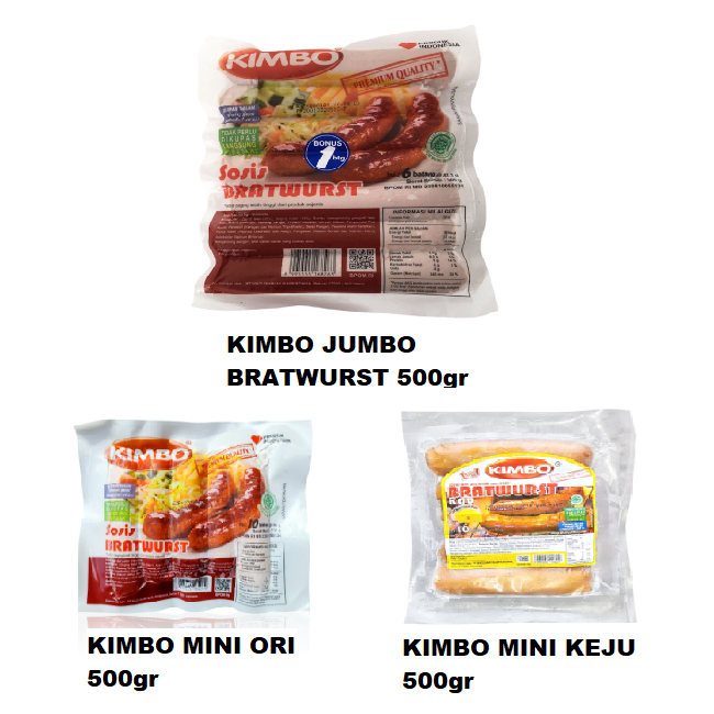 

Kimbo Sosis Jumbo Bratwurst/Mini Ori/Mini Keju 500gr