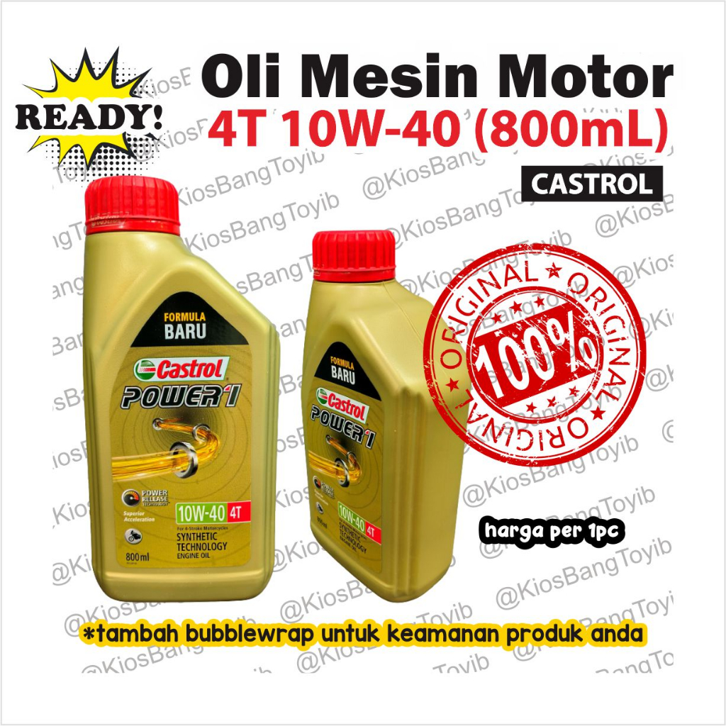 Oli Mesin Motor CASTROL POWER1 Gold 4T SAE 10W-40 ORIGINAL 800mL