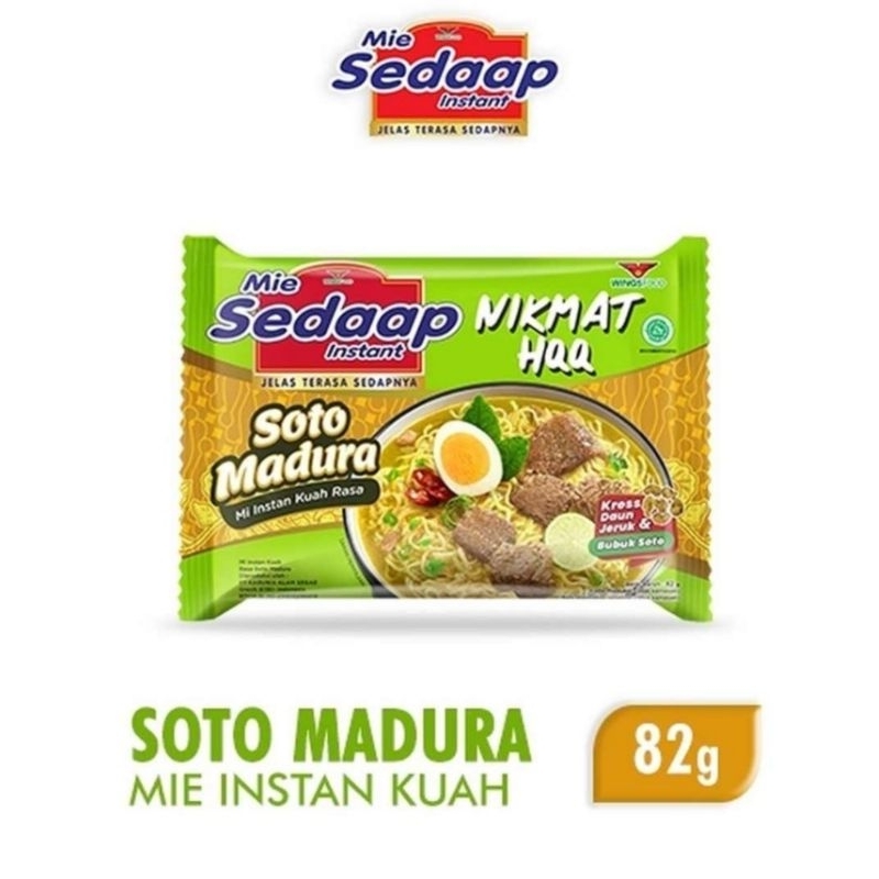 

mie sedaap goreng, ayam bawang, soto madura