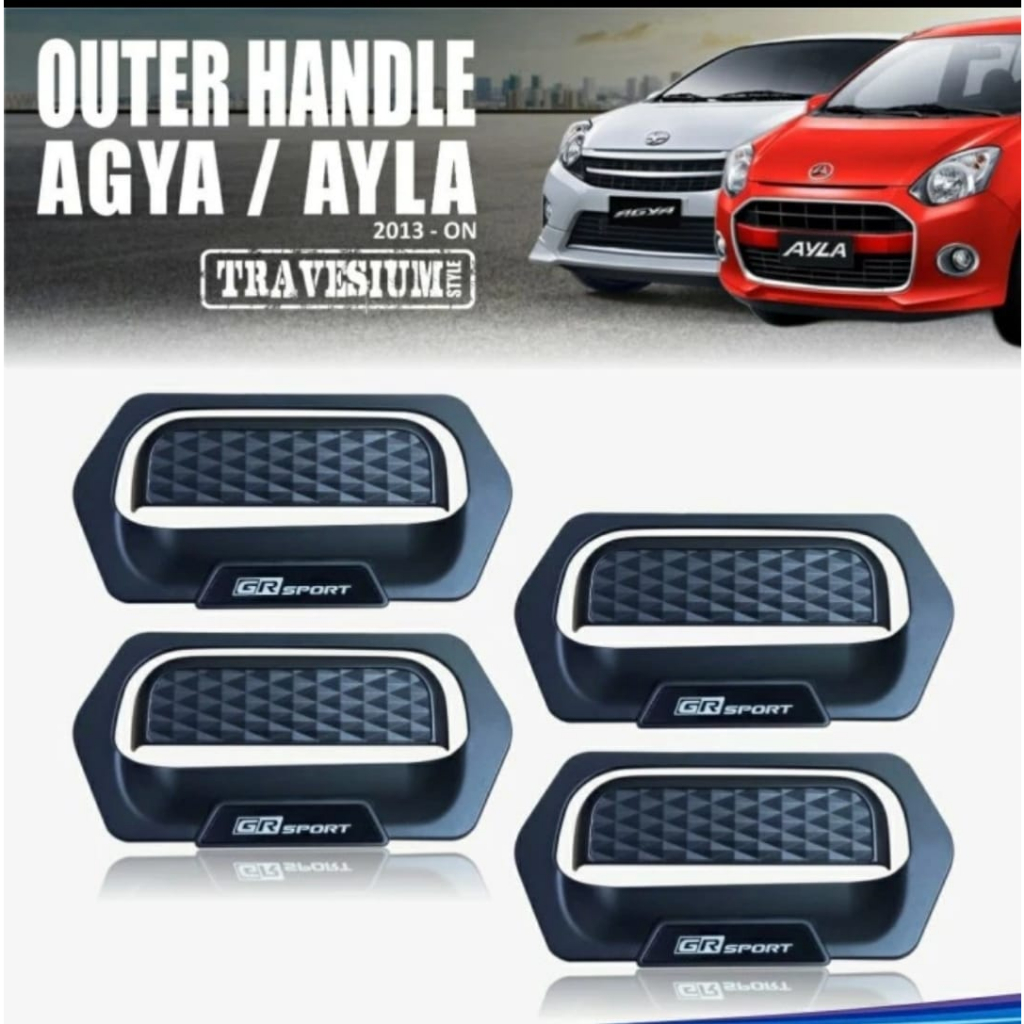 COVER OUTER & HANDLE PINTU GR SPORT MOBIL AGYA/AYLA 2012-2022 HITAM