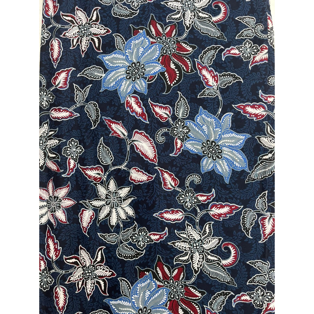 KAIN BATIK KATUN 40S MOTIF BUNGA NAVY