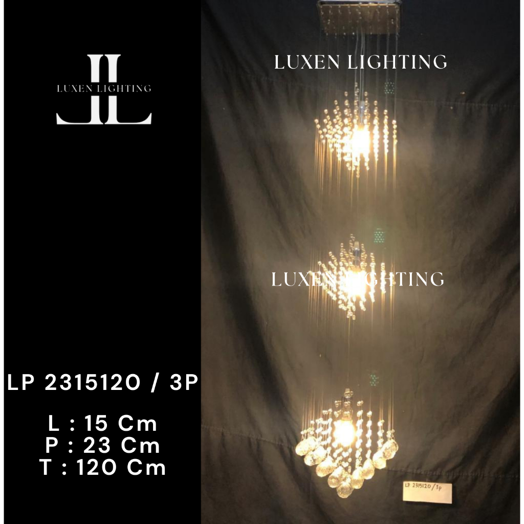 Lampu plafon hias kristal void tangga raindrop kotak dadu 2315120