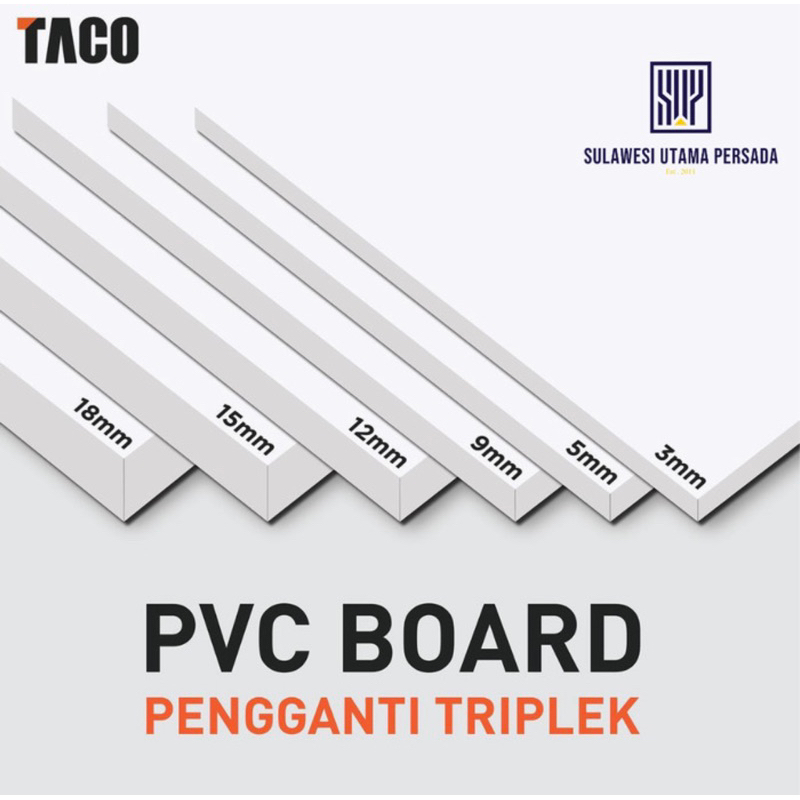 pvc board TACO 3mm,5mm,9mm,12mm,15mm dan 18mm